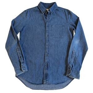 Club Monaco Slim Fit Denim Chambray Button Front Shirt Long Sleeve Size XS EUC